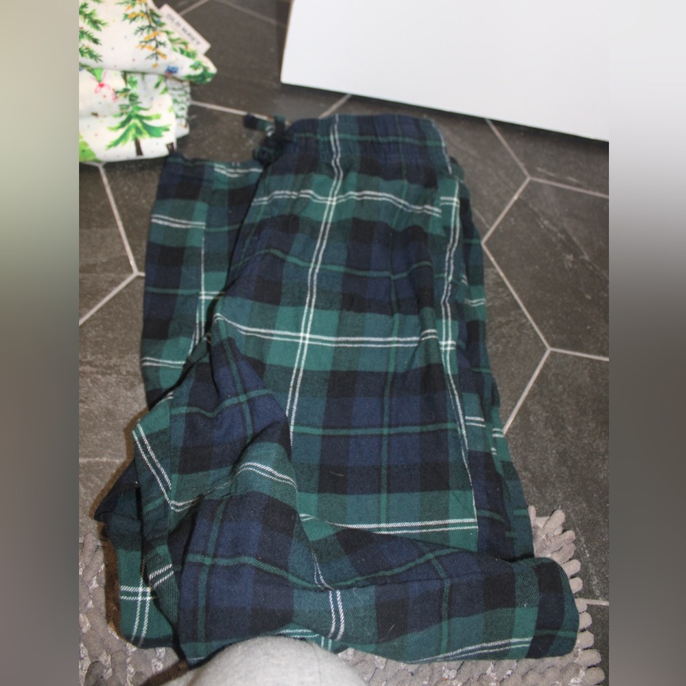 Old Navy Green & Navy Plaid Flannel Pajama Pants Mens Small